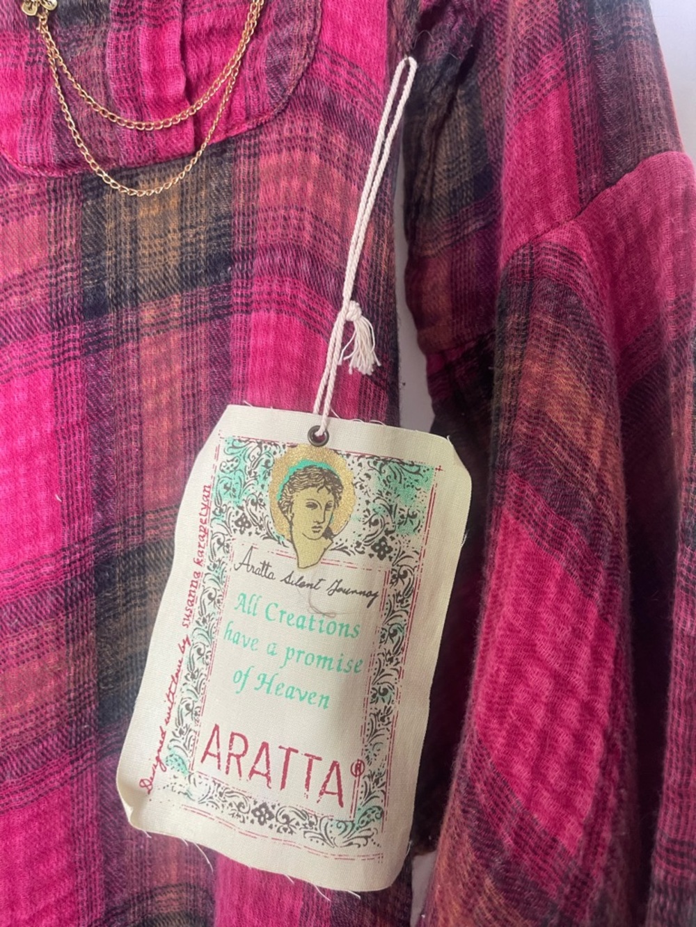 ARATTA Silent Journey Mixed Media Plaid Tunic Dress - Picture 3 of 15